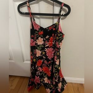 Floral dress with back elastic & adjustable straps